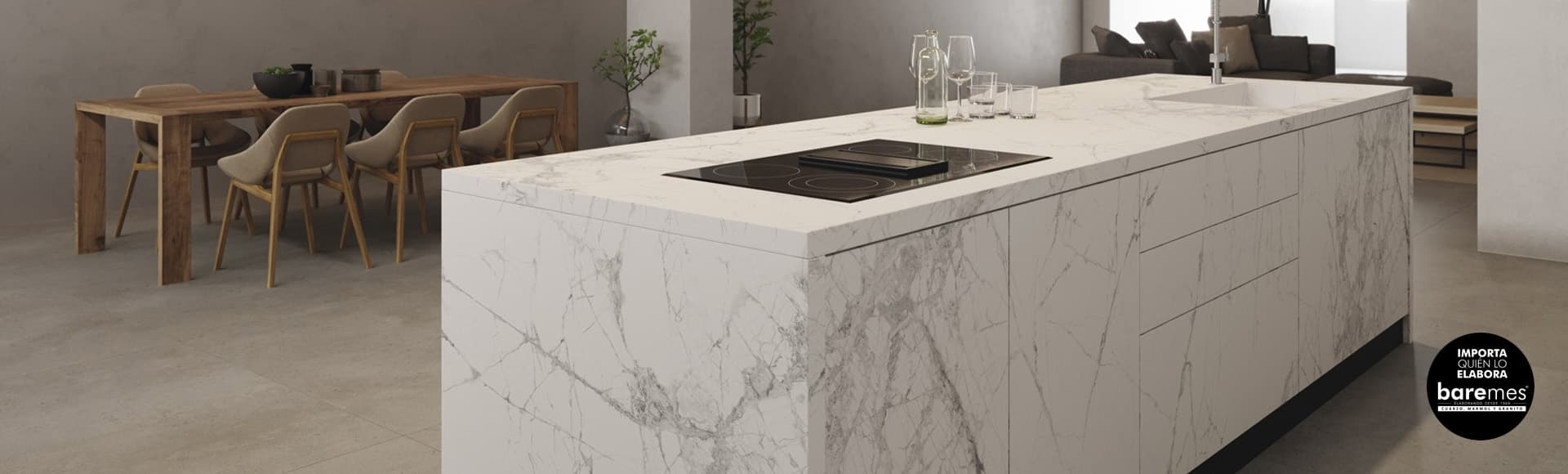 Cocina moderna con mesada de mármol